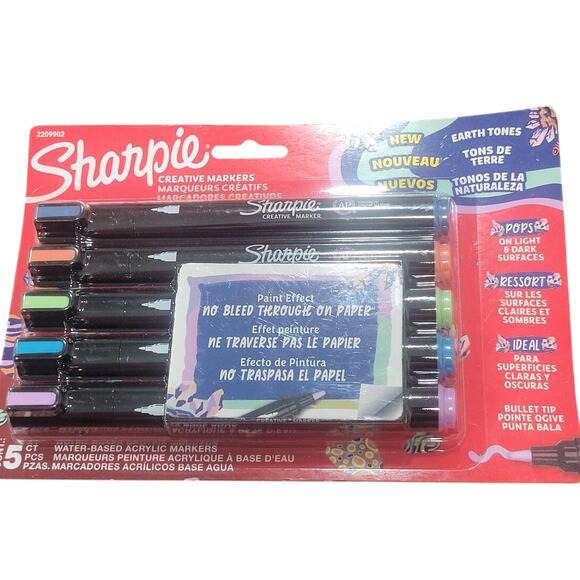 Sharpie Acrylic Creative Markers Earth Tones 5-Pack Bullet Tip - Picture 1 of 3